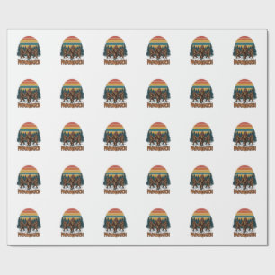 Papier Cadeau Papasquatch Bigfoot Vintage Sunset Vector Design_1