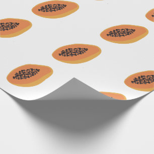 Papier Cadeau Papaya tropicale Imprimer Fruit Amusant Orange Bla