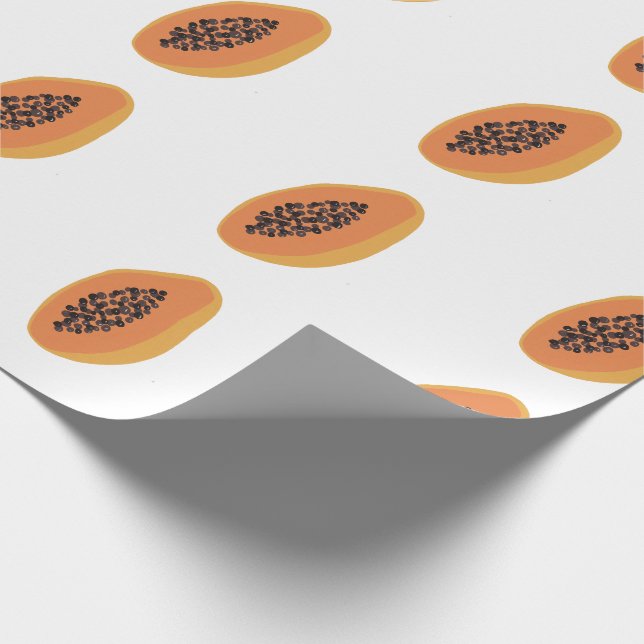 Papier Cadeau Papaya tropicale Imprimer Fruit Amusant Orange Bla (Coin)