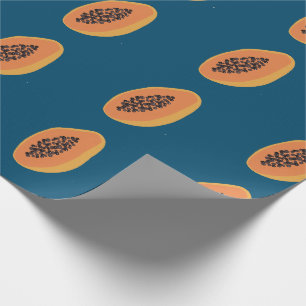 Papier Cadeau Papaya tropicale Imprimer Fruit Amusant Orange Nav