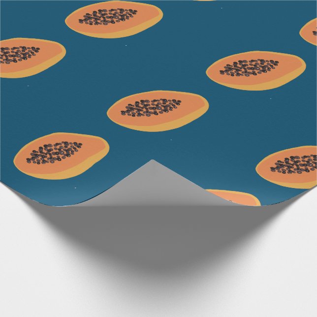 Papier Cadeau Papaya tropicale Imprimer Fruit Amusant Orange Nav (Coin)