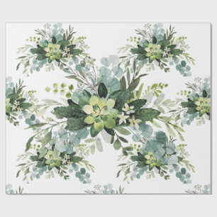 Papier Cadeau Pape végétale douce Mariage Succulente Florale