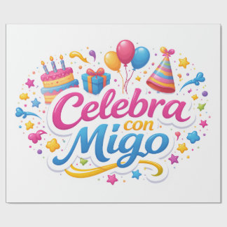 Papier Cadeau Papel de Regalo con Diseño “Celebra Conmigo” | Env