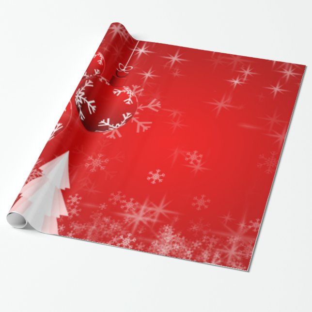 Papier Cadeau Papel para navidad red white  Merry Christmas (Déroulé)