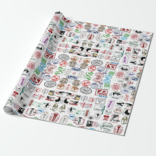 Papier Cadeau Paper de Travel Stamp