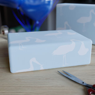 Papier Cadeau Papier à Baby shower bleu cigogne