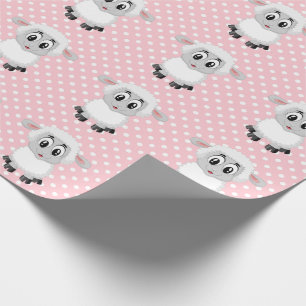 Papier Cadeau Papier à Baby shower d'agneau rose