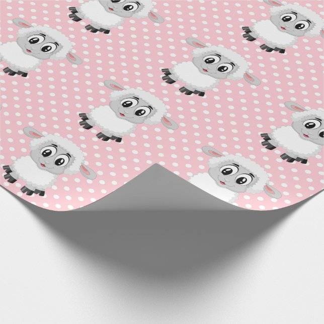 Papier Cadeau Papier à Baby shower d'agneau rose (Coin)