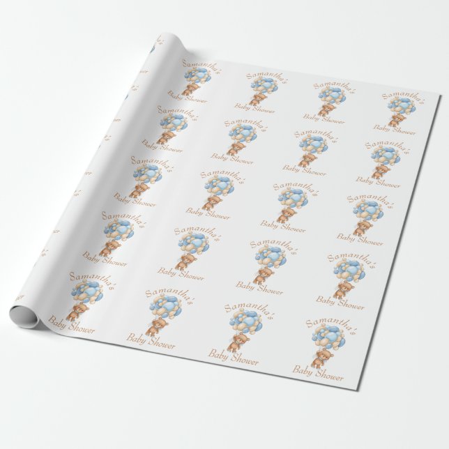 Papier Cadeau Papier à Baby shower pour ours en peluche (Déroulé)