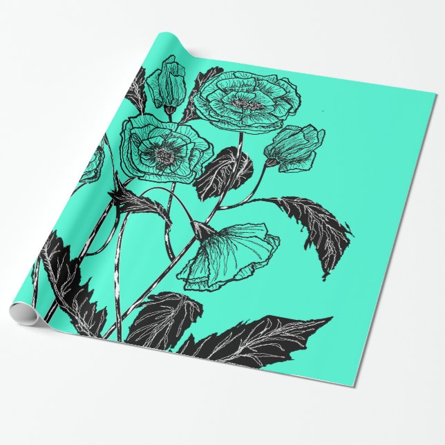 Papier Cadeau Papier à capuchon Turquoise - Choisissez votre cou (Déroulé)