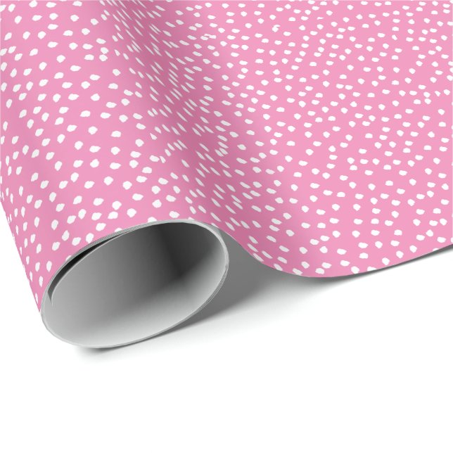 Papier Cadeau Papier à enveloppement à point Polka minimal rose (Coin rond)