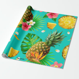 Papier Cadeau Papier à enveloppement à thème ananas