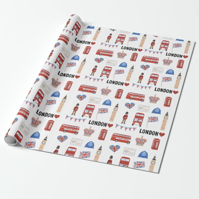 Papier Cadeau Papier à enveloppement à thème Londres | Don Théma (Déroulé)