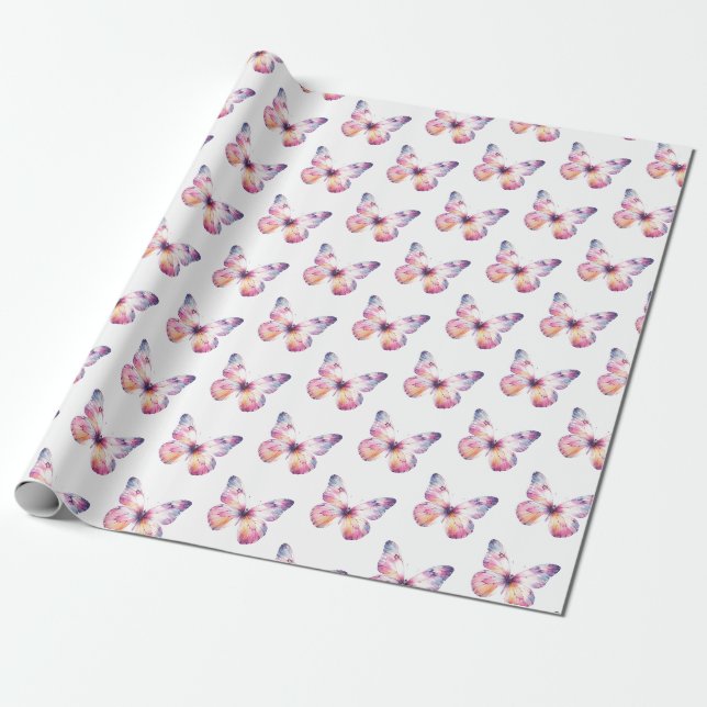 Papier Cadeau Papier à enveloppement à thème papillon (Déroulé)