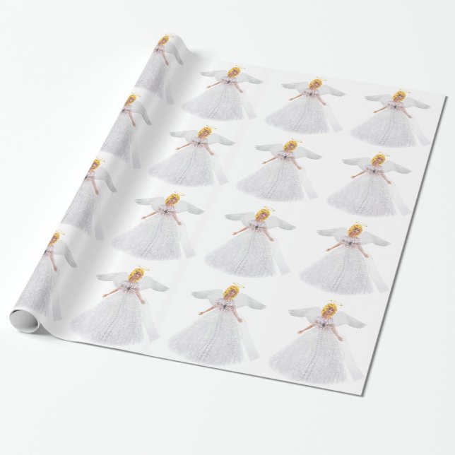 Papier Cadeau Papier à enveloppement Angel blanc (Déroulé)