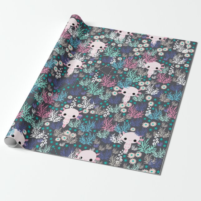 Papier Cadeau Papier à enveloppement Axolotl (Déroulé)