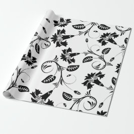 Papier Cadeau Papier à enveloppement B&W à fleurs | Luxueux Mari