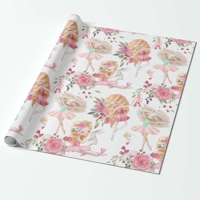Papier Cadeau Papier à enveloppement Ballerina rose (Déroulé)
