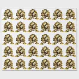 Papier Cadeau Papier à enveloppement blanc Gold Bow