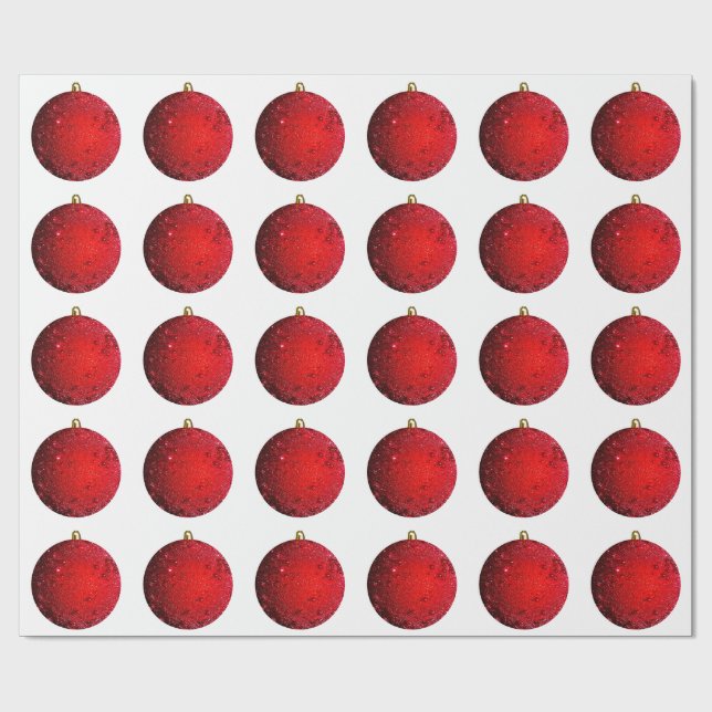 Papier Cadeau Papier à enveloppement blanc ornement rouge (Plat)