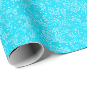 Papier Cadeau Papier à enveloppement bleu floral élégant