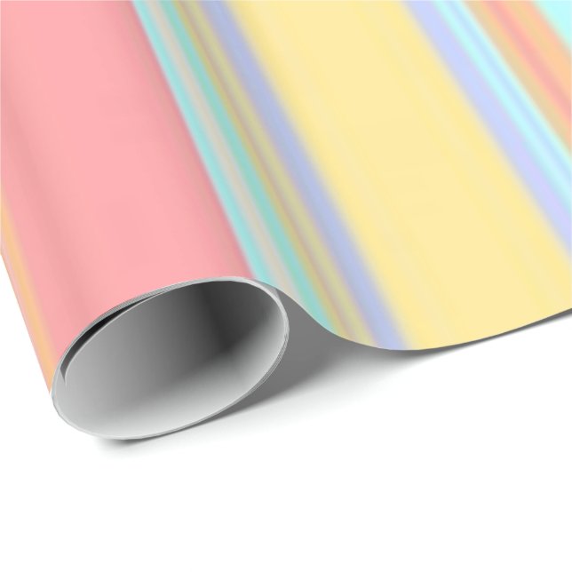 Papier Cadeau Papier à enveloppement brillant Bande pastel (Coin rond)