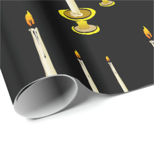 Papier Cadeau Papier à enveloppement brillant Bougies noires Ang