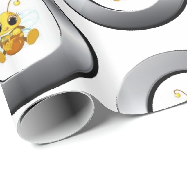 Papier Cadeau Papier à enveloppement brillant Bumblebee argenté (Coin rond)