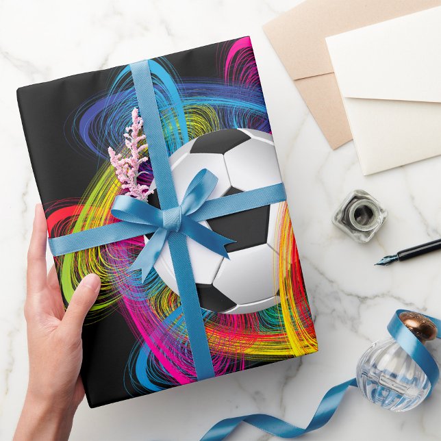 Papier Cadeau Papier à enveloppement brillant pour balle de socc (Créateur téléchargé)