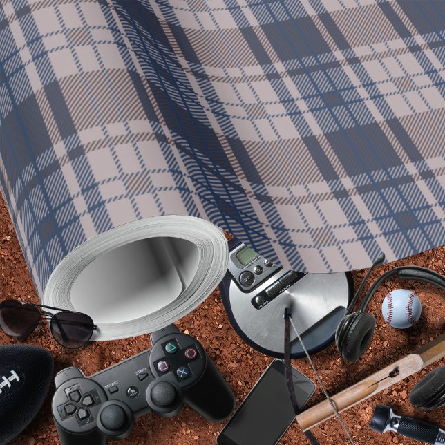 Papier Cadeau Papier à enveloppement Brown-Masculin bleu plaid (Plaid-Blue Brown-Masculine Wrapping Paper by Leapfroglisics Shop)