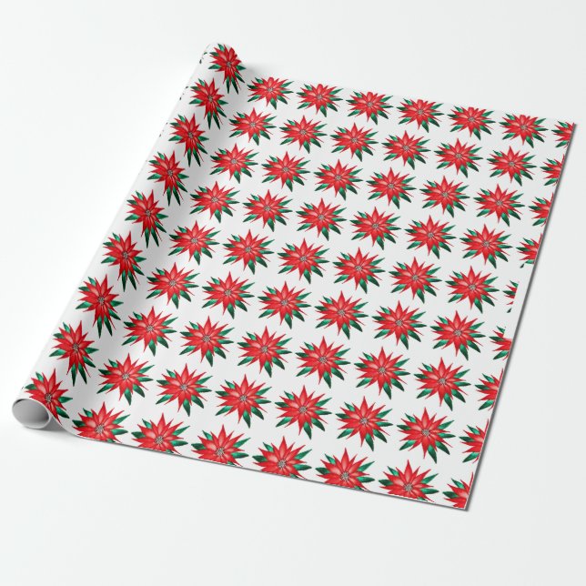 Papier Cadeau Papier à enveloppement cadeau Poinsettia (Déroulé)