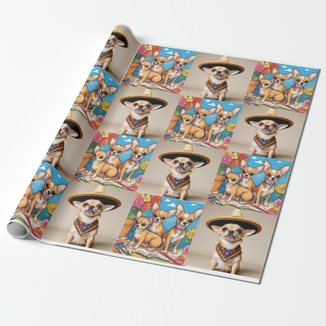 Papier Cadeau Papier à enveloppement Chihuahua (Déroulé)