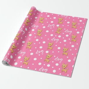 Papier Cadeau Papier à enveloppement Chihuahua rose