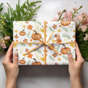 Papier Cadeau Papier à enveloppement citrouille à fleur jaune