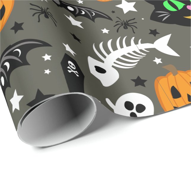 Papier Cadeau Papier à enveloppement Confetti d'Halloween (Coin rond)