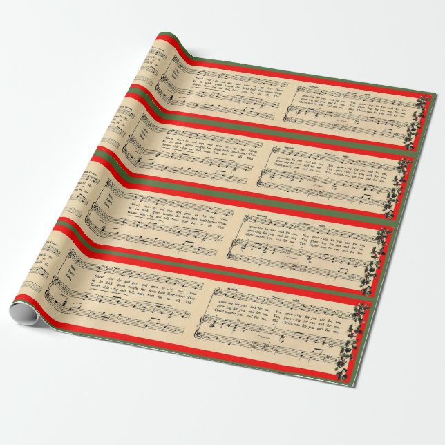 Papier Cadeau Papier à enveloppement de chansons de Noël (Déroulé)