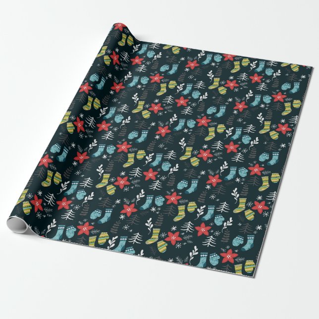 Papier Cadeau Papier à enveloppement de chaussettes de Noël (Déroulé)
