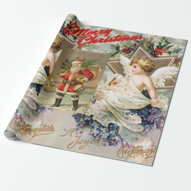 Papier Cadeau Papier à enveloppement de CHRISTMAS ANGEL COLLAGE (Déroulé)