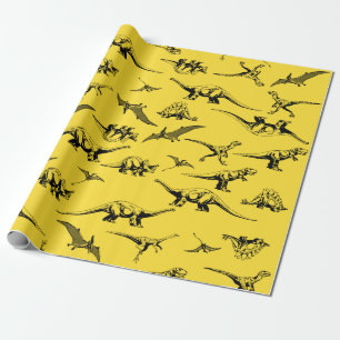 Papier Cadeau Papier à enveloppement de dinosaures jaunes