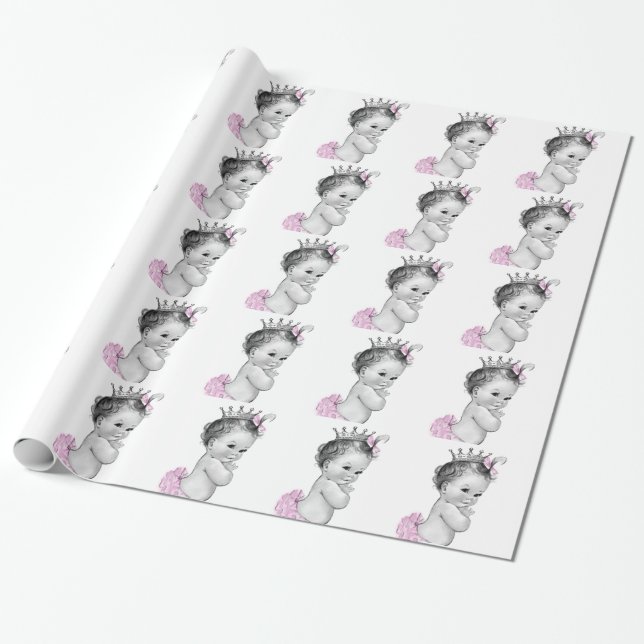 Papier Cadeau Papier à enveloppement de douche pour bébé princes (Déroulé)
