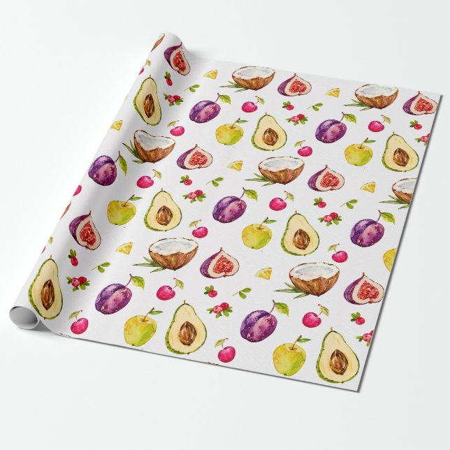 Papier Cadeau Papier à enveloppement de fruits tropicaux (Déroulé)
