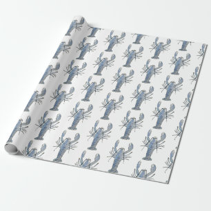 Papier Cadeau Papier à enveloppement de homard bleu
