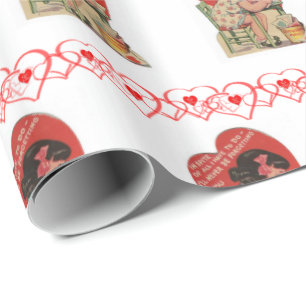 Papier Cadeau Papier à enveloppement de la Saint-Valentin Vintag