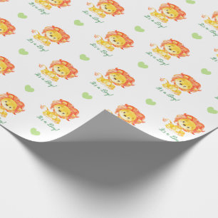 Papier Cadeau Papier à enveloppement de lions (vert Orange perso