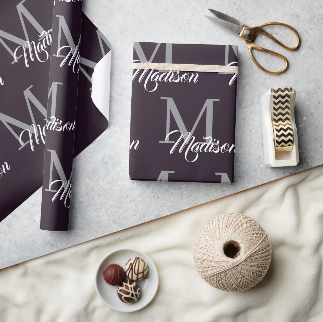 Papier Cadeau Papier à enveloppement de monogramme élégant - Per (Artisanat)