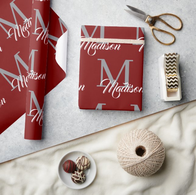 Papier Cadeau Papier à enveloppement de monogramme élégant - Per (Artisanat)