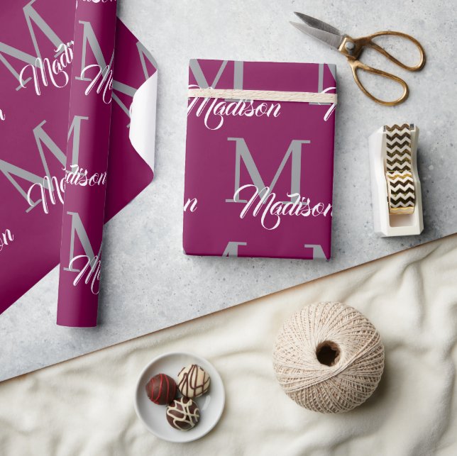 Papier Cadeau Papier à enveloppement de monogramme élégant - Per (Artisanat)