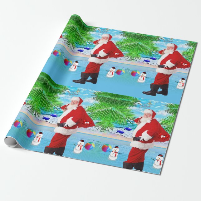 Papier Cadeau Papier à enveloppement de Noël Boite de plage d'ét (Déroulé)