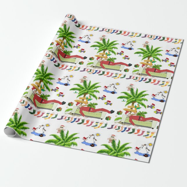 Papier Cadeau Papier à enveloppement de Noël Boite de plage d'ét (Déroulé)