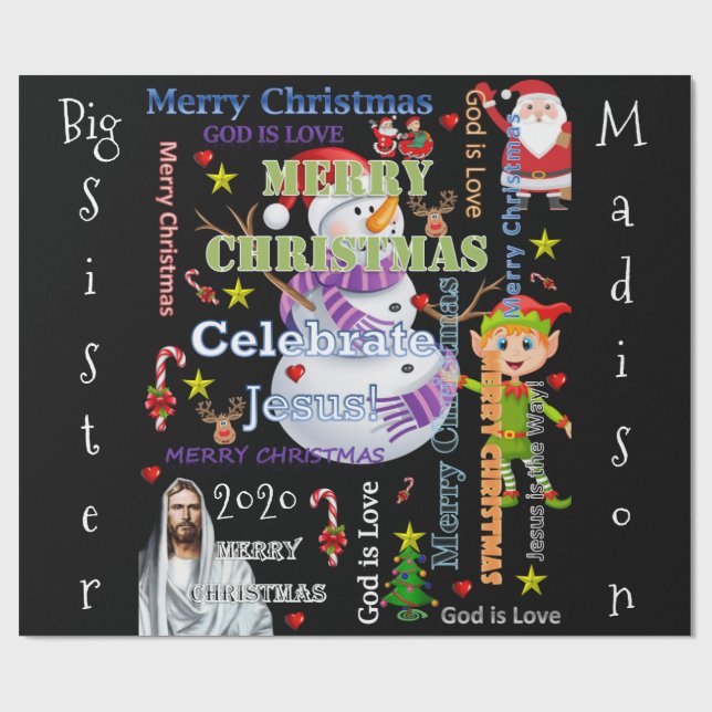 Papier Cadeau Papier à enveloppement de Noël grande soeur Jésus  (Plat)